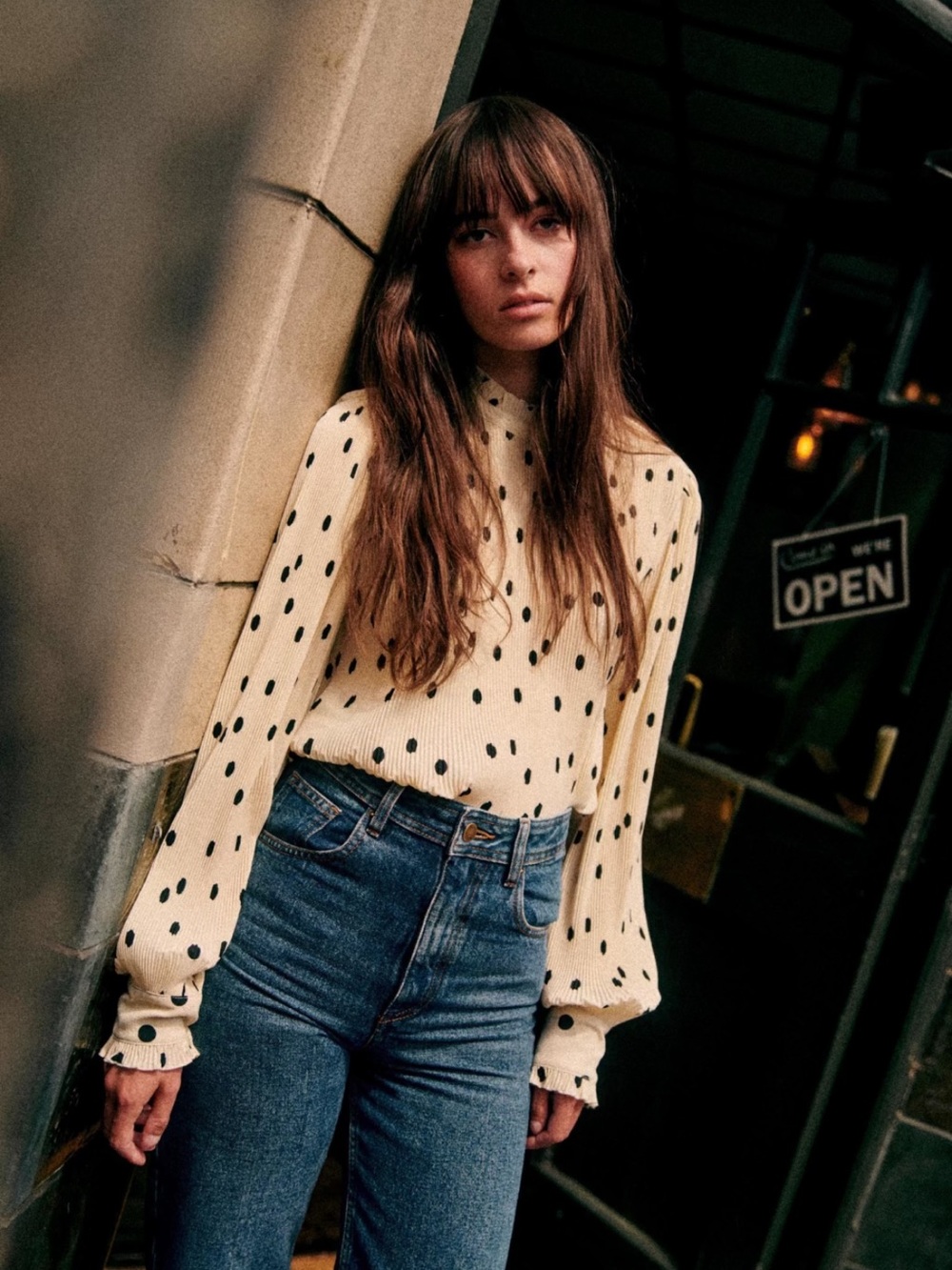 Cream Polka Dot Pleated Wide-Leg Two Piece - Picture 7 of 10